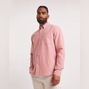 Pull&Bear Men’s Faded Red Button-Down Shirt - Size EU S